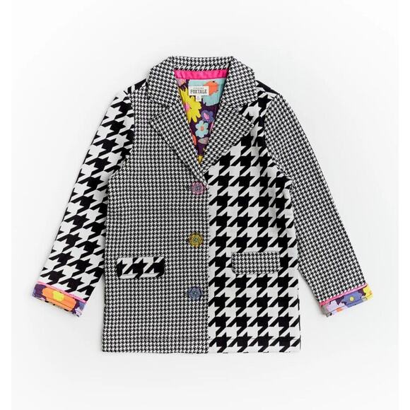 NEW Finding Foxtale Girls Be Bold Blazer Size 5 Houndstooth Black Colorful $74 - Picture 2 of 10